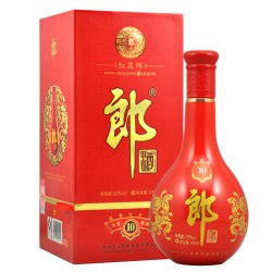 郎酒 十年红花郎 酱香型 10年 53度国产白酒 500ml