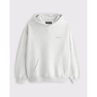 Abercrombie & Fitch 122-6176 美式复古抓绒连帽卫衣 浅灰色 2XL