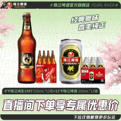 珠江啤酒 97纯生528ml*12瓶 12°P经典老珠江330ml*12罐