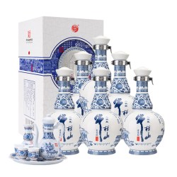 牛栏山 北京牛栏山53度高度青花醉清香型500ml*6瓶白酒水(含酒具)二锅头