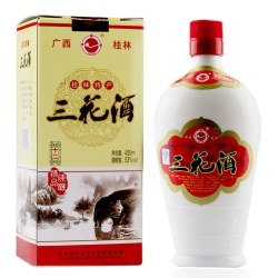 三花 桂林三花酒老三花酒正品白瓷瓶53度450ml粮食酒白酒12整箱20年