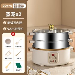 帕亚达 电锅蒸煮炖一体锅不锈钢电蒸笼小型电蒸锅多功能家用三层预约定时