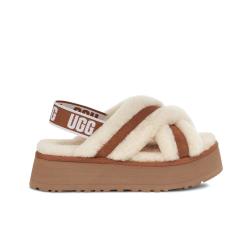 UGG 春季女士交叉鞋面厚底弹力束带毛毛凉鞋 1121550栗色