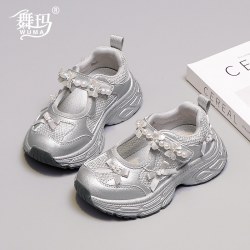 舞玛 女童老爹鞋子2026夏季新款蝴蝶结透气软底防滑公主休闲运动鞋