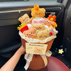 京东鲜花 黄油小熊毛绒玩偶花束永生花生日礼物女生送女友闺蜜老婆七夕礼物