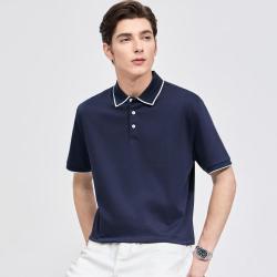七匹狼 柔软舒适 时尚翻领 夏季休闲百搭提花珠地短袖男士POLO衫
