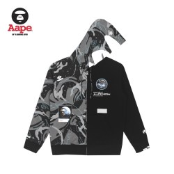 Aape 男装春夏猿颜印花迷彩拼接拉链连帽卫衣外套3832XXH