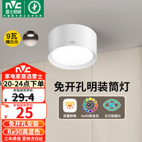 雷士 Lighting 筒灯 明装筒灯 LED筒灯 圆形防眩防雾走廊吸顶灯 荐-明装免开孔-明皓-白-9W暖白