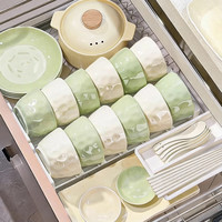 洛威 乔迁餐具套装2026新款碗碟套装 奶黄绿混搭六人食37件配置