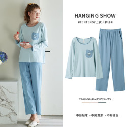 芬腾 长袖睡衣 女士纯棉家居服套装