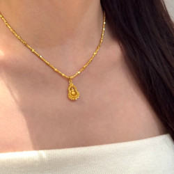 洛梵欣饰 新年好寓意转运金色葫芦吊坠项链铜镀金锆石镶钻直播 X0117-金丝福禄项链(十字链)