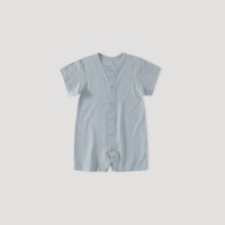 巴厘小猪 婴儿短袖连体衣夏季薄款哈衣爬服新生儿莫代尔棉夏天一岁宝宝衣服 蒲霜蓝 66cm
