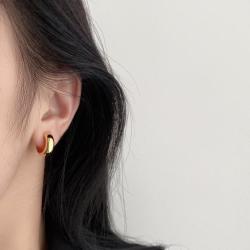 半日逅屿 小C型光面几何纹香盘耳夹女无耳洞可戴耳环气质耳饰 银色