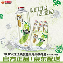 珠江啤酒 10.8度 珠江原浆苦瓜青瓜味啤酒 980mL*6罐