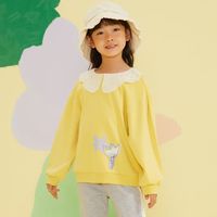 百亿补贴：莫莫 美特斯邦威旗下Moomoo女童百搭中长款带帽蝴蝶结高领针织翻领卫衣