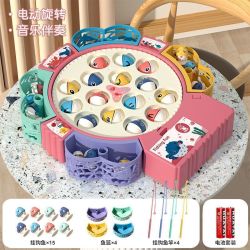 喜梦客 儿童电动钓鱼玩具磁性钓鱼玩具 15鱼+4杆+音乐