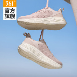 361° 女鞋运动鞋2026夏季新款透气网面跑步鞋轻便厚底防滑百搭休闲跑鞋 清新粉/羽毛白 38
