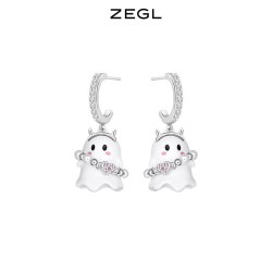 ZENGLIU ZEGL设计师万圣节小幽灵耳钉女小众设计感搞怪耳环925银针耳饰品