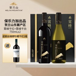贺兰山 葡萄酒霄峰干白干红双支礼盒装