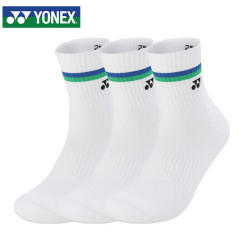YONEX 羽毛球袜吸汗透气运动袜男款145134BCR白三双装