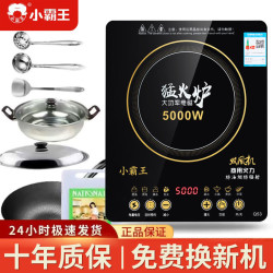 小霸王 平面电磁炉家用大功率5000W猛火爆炒王商用多功能防水省电一体电磁灶 5000W【配炒锅 汤锅