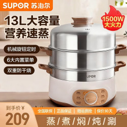 苏泊尔 电蒸锅家用多用途锅多功能电热锅电煮锅电锅电火锅三层大容量 13L ZN28YK8