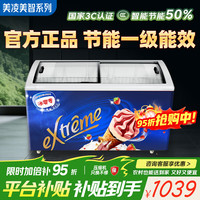 美凌美 冰柜冷冻柜卧式圆弧门速冻冷柜展示柜商用雪糕柜 318纯铜管雪糕柜