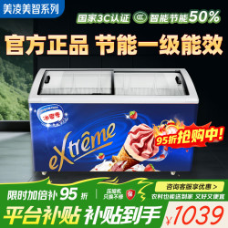 美凌美 冰柜冷冻柜卧式圆弧门速冻冷柜展示柜商用雪糕柜 318纯铜管雪糕柜
