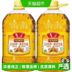 鲁花 淘淘飘香花生油6.08L*2桶压榨食用油厨房