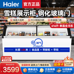 海尔 冰柜商用大容量展示柜雪糕柜海鲜冷冻柜汤圆速冻柜生鲜冷藏柜蛋糕奶茶店保鲜柜玻璃门岛柜