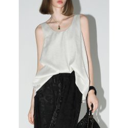 COCOBELLA 重工烫银细闪U领吊带背心女轻奢休闲无袖T恤VT0009