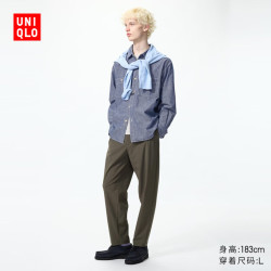 优衣库 高弹力长裤常规款男装休闲裤轻薄透气482928 475598 482928/57深橄榄色 XL