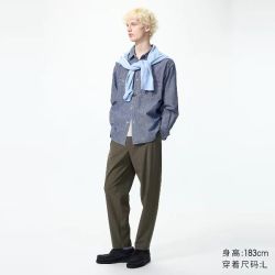优衣库 高弹力长裤常规款优衣库男装休闲裤轻薄透气482928 475598