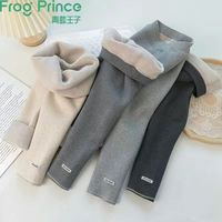 青蛙王子 女童打底裤冬款加绒加厚保暖女宝宝洋气儿童一体绒外穿裤