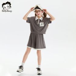 贝蒂 童装女童美式运动短袖T恤裤子套装2026年夏季儿童大童两件套