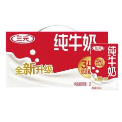 三元 7月 三元3.4g优质乳蛋白纯牛奶250ml*24盒整箱送礼礼盒装早餐牛奶