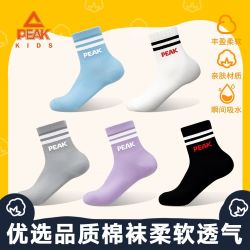 匹克 儿童运动袜夏季薄款休闲袜中筒透气不臭脚四季棉袜中大童袜子