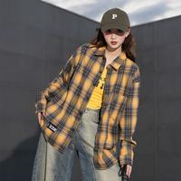 I.T izzue女式衬衫格子长袖衬衫秋季新款百搭早秋衬衫女长袖女装
