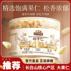三只松鼠 罐装松子仁100g罐装东北松子原味松香坚果