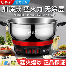 扬子 电炒锅电锅一体多功能锅电热锅电煮锅一体插电多功能铁锅3--4个人用