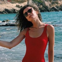 MEMORY BABY MEMORYBABY温泉度假海边沙滩泳衣欧美风ins性感美背露背连体泳衣