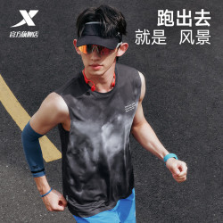 特步 速干透气 男士运动背心 正黑色 L