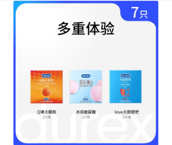 杜蕾斯 Q弹大颗粒2只+水润玻玻2只+love3只【7只】