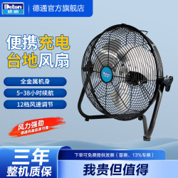 I 德通风扇充电式风扇工业趴地扇爬地扇台地扇便携式户外作业风扇 FE-30B 12寸 标配5200毫安