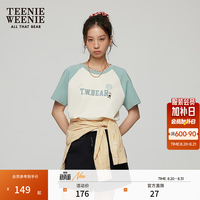 TEENIE WEENIE 女装圆领撞色插肩袖短袖T恤 乳白色 S