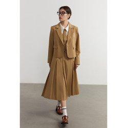 独束 大码女装学院风减龄西装时尚套装文艺复古春季新款微胖mm半裙