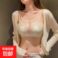 京喜 2025新款法式性感内衣女超薄款大胸显小无钢圈纯欲蕾丝美背文胸罩 奶白色-单内衣 XL