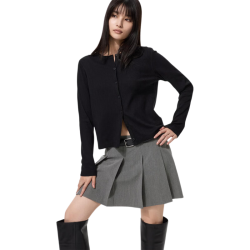 优衣库 483766 女装打褶裙裤 深灰色 S