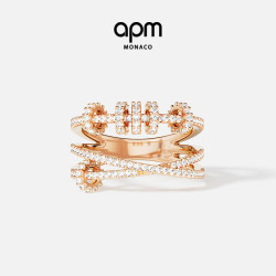 APM Monaco 玫瑰金色Piercing多圈时来运转戒指女 对戒 生日礼物