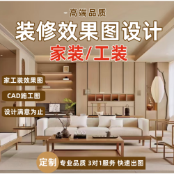 PEI DUN效果图制作室内设计代画房屋全屋家装修设计图纸定制接单CAD代画3Dmax鸟瞰